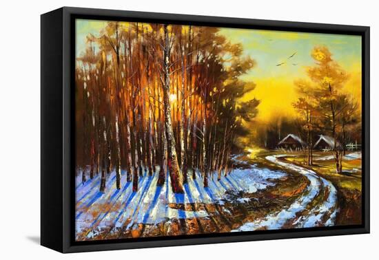 Rural Winter Landscape-balaikin2009-Framed Stretched Canvas