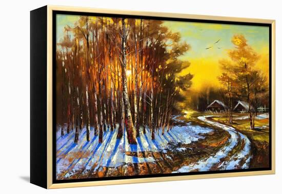 Rural Winter Landscape-balaikin2009-Framed Stretched Canvas