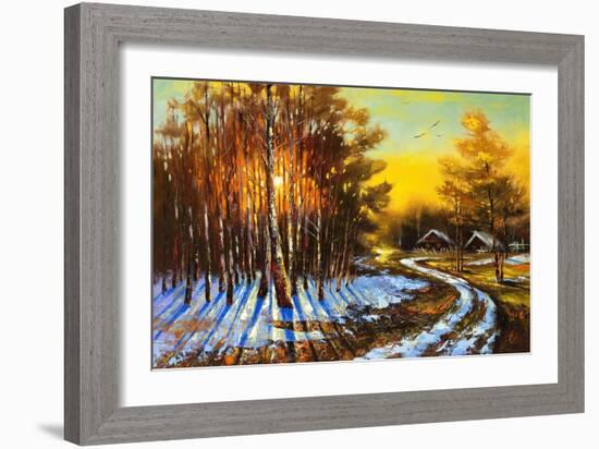 Rural Winter Landscape-balaikin2009-Framed Art Print