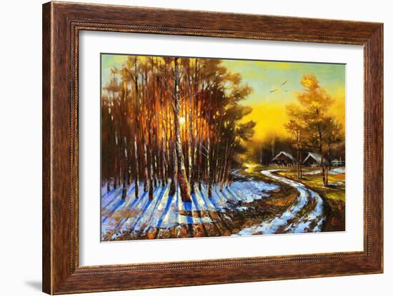 Rural Winter Landscape-balaikin2009-Framed Art Print