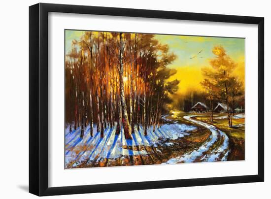 Rural Winter Landscape-balaikin2009-Framed Art Print