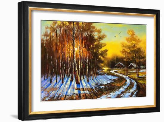 Rural Winter Landscape-balaikin2009-Framed Art Print