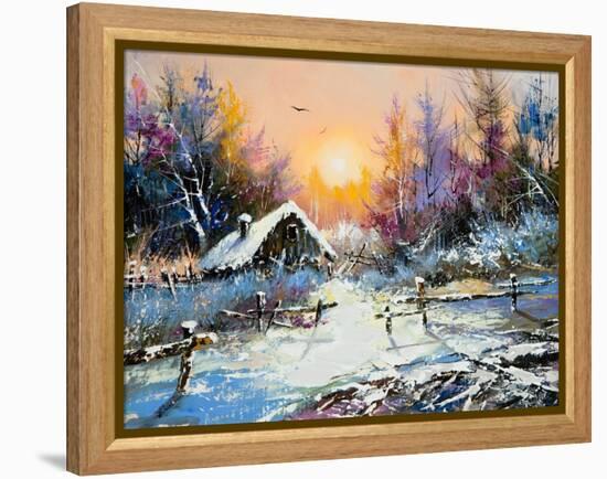 Rural Winter Landscape-balaikin2009-Framed Stretched Canvas