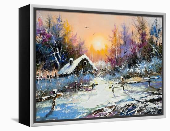 Rural Winter Landscape-balaikin2009-Framed Stretched Canvas