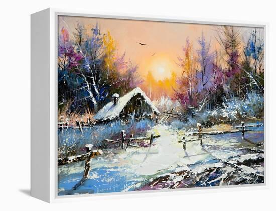 Rural Winter Landscape-balaikin2009-Framed Stretched Canvas