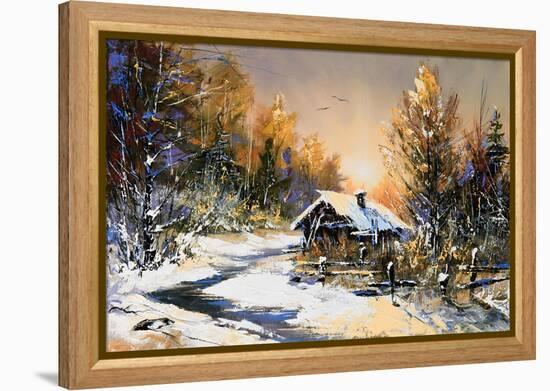 Rural Winter Landscape-balaikin2009-Framed Stretched Canvas