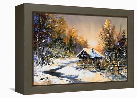 Rural Winter Landscape-balaikin2009-Framed Stretched Canvas