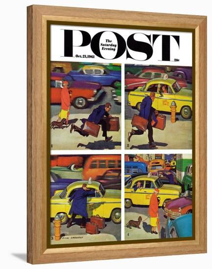 "Rush Hour (4 panel)," Saturday Evening Post Cover, October 21, 1961-Richard Sargent-Framed Premier Image Canvas