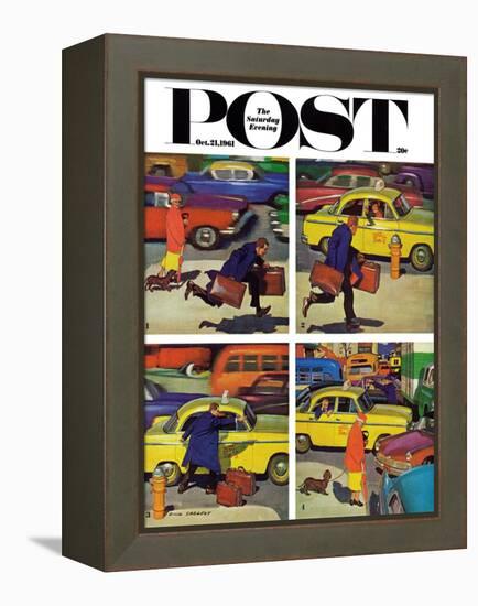 "Rush Hour (4 panel)," Saturday Evening Post Cover, October 21, 1961-Richard Sargent-Framed Premier Image Canvas