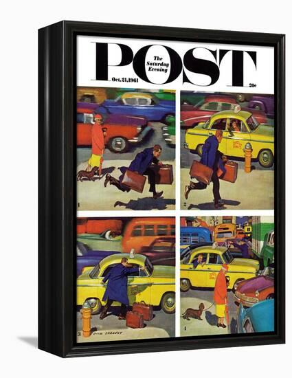 "Rush Hour (4 panel)," Saturday Evening Post Cover, October 21, 1961-Richard Sargent-Framed Premier Image Canvas