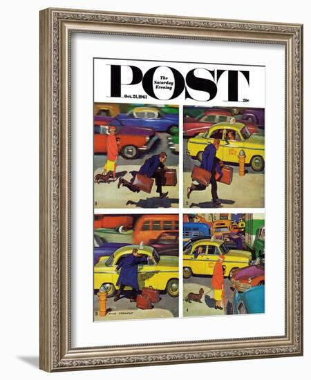 "Rush Hour (4 panel)," Saturday Evening Post Cover, October 21, 1961-Richard Sargent-Framed Giclee Print