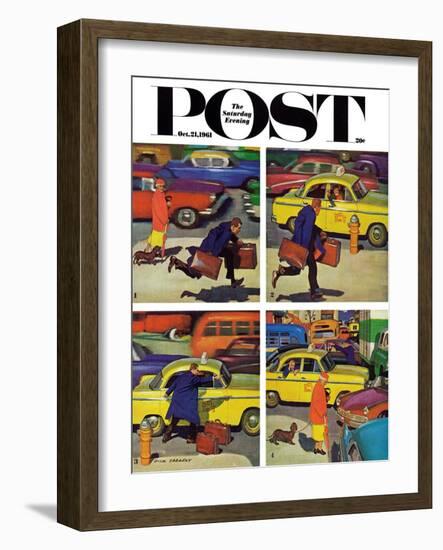 "Rush Hour (4 panel)," Saturday Evening Post Cover, October 21, 1961-Richard Sargent-Framed Giclee Print