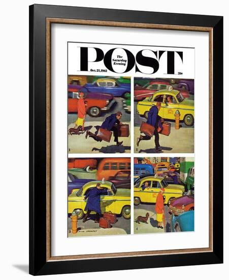 "Rush Hour (4 panel)," Saturday Evening Post Cover, October 21, 1961-Richard Sargent-Framed Giclee Print