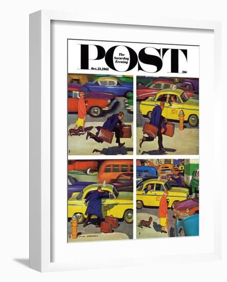 "Rush Hour (4 panel)," Saturday Evening Post Cover, October 21, 1961-Richard Sargent-Framed Giclee Print