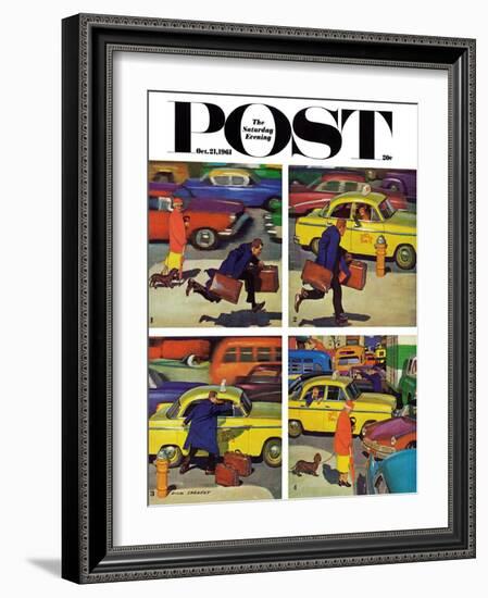 "Rush Hour (4 panel)," Saturday Evening Post Cover, October 21, 1961-Richard Sargent-Framed Giclee Print