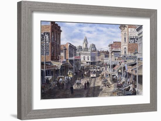 Rush Hour: Los Angeles, Spring St. Looking North-Stanton Manolakas-Framed Giclee Print