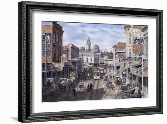 Rush Hour: Los Angeles, Spring St. Looking North-Stanton Manolakas-Framed Giclee Print