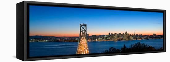 Rush Hour Traffic on the Bay Bridge with San Francisco Skyline at Dusk, San Francisco Bay-null-Framed Premier Image Canvas