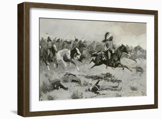 Rushing Red Lodges Passed Through the Line, C.1900-Frederic Remington-Framed Giclee Print