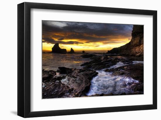 Rushing Tides with Sunset-Nish Nalbandian-Framed Art Print