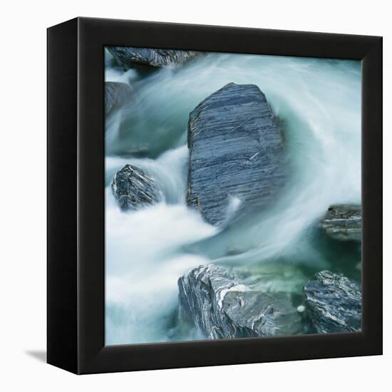 Rushing water and rocks on South Island, New Zealand-Micha Pawlitzki-Framed Premier Image Canvas