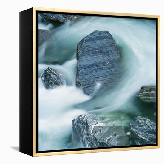 Rushing water and rocks on South Island, New Zealand-Micha Pawlitzki-Framed Premier Image Canvas