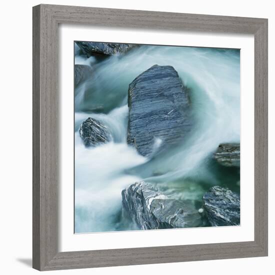 Rushing water and rocks on South Island, New Zealand-Micha Pawlitzki-Framed Photographic Print