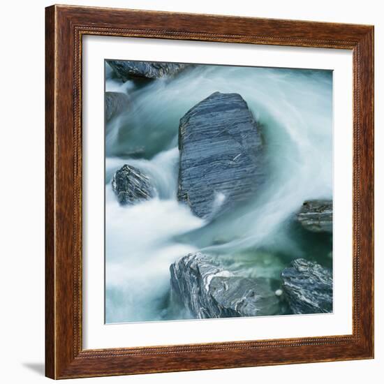 Rushing water and rocks on South Island, New Zealand-Micha Pawlitzki-Framed Photographic Print