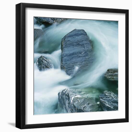 Rushing water and rocks on South Island, New Zealand-Micha Pawlitzki-Framed Photographic Print