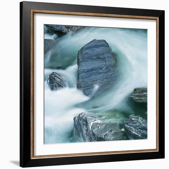 Rushing water and rocks on South Island, New Zealand-Micha Pawlitzki-Framed Photographic Print