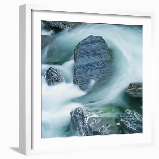 Rushing water and rocks on South Island, New Zealand-Micha Pawlitzki-Framed Photographic Print