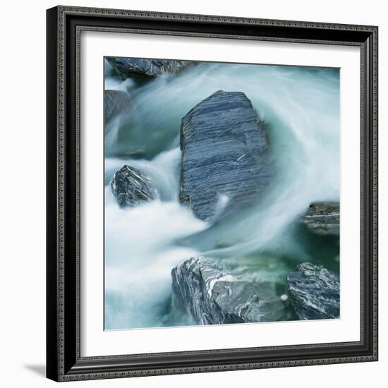 Rushing water and rocks on South Island, New Zealand-Micha Pawlitzki-Framed Photographic Print