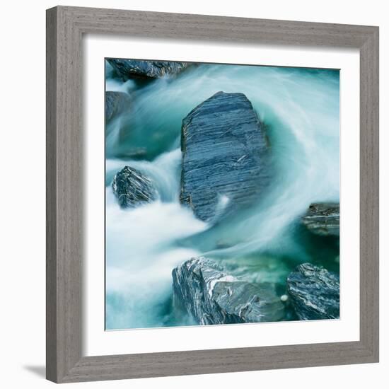 Rushing Water and Rocks on South Island, New Zealand-Micha Pawlitzki-Framed Photographic Print