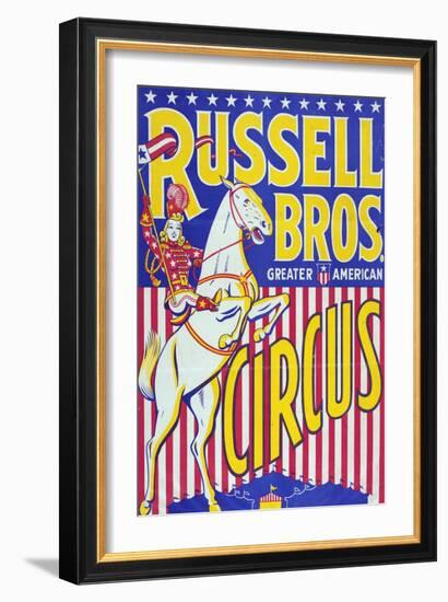 "Russell Bros--Greater American Circus", Circa 1940-null-Framed Giclee Print