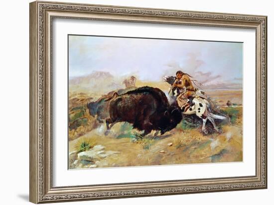 Russell: Buffalo Hunt-Charles Marion Russell-Framed Giclee Print