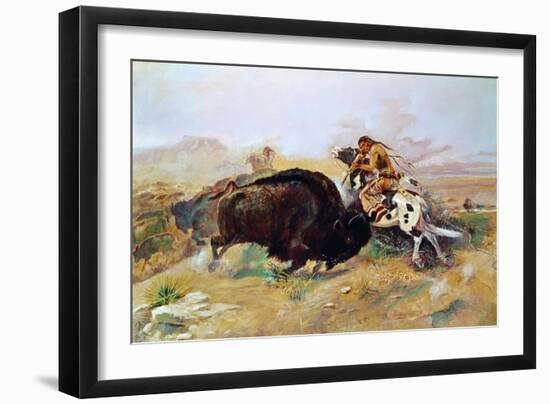 Russell: Buffalo Hunt-Charles Marion Russell-Framed Giclee Print