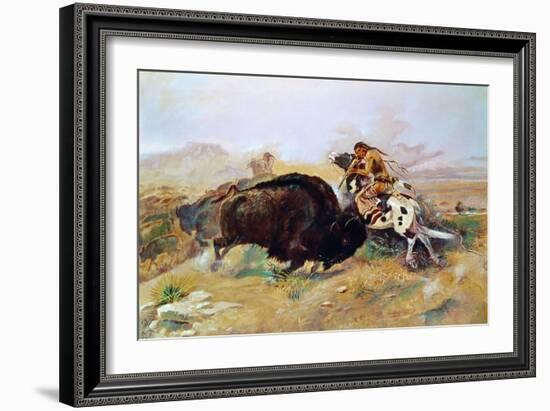 Russell: Buffalo Hunt-Charles Marion Russell-Framed Giclee Print