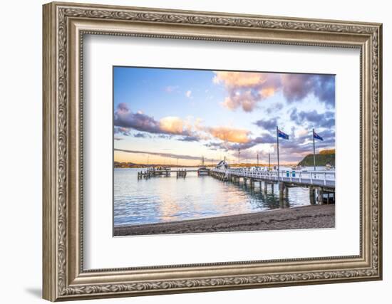 Russell Pier at Sunset, Bay of Islands, Northland Region, North Island, New Zealand, Pacific-Matthew Williams-Ellis-Framed Photographic Print