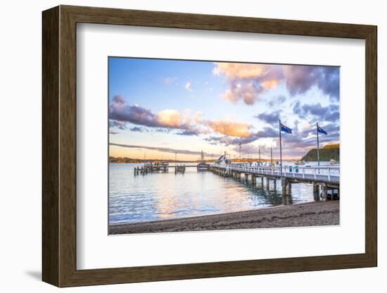 Russell Pier at Sunset, Bay of Islands, Northland Region, North Island, New Zealand, Pacific-Matthew Williams-Ellis-Framed Photographic Print