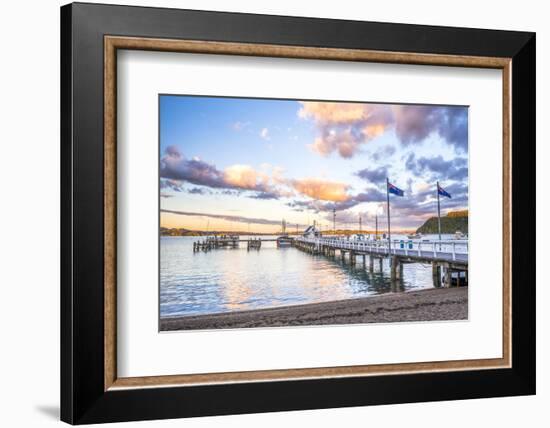 Russell Pier at Sunset, Bay of Islands, Northland Region, North Island, New Zealand, Pacific-Matthew Williams-Ellis-Framed Photographic Print