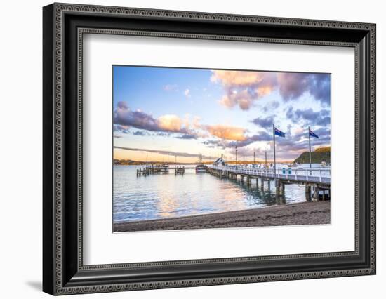 Russell Pier at Sunset, Bay of Islands, Northland Region, North Island, New Zealand, Pacific-Matthew Williams-Ellis-Framed Photographic Print