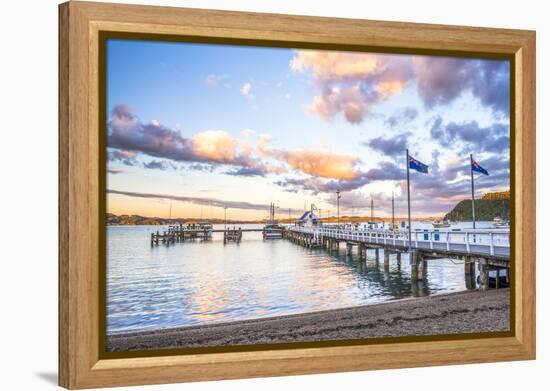 Russell Pier at Sunset, Bay of Islands, Northland Region, North Island, New Zealand, Pacific-Matthew Williams-Ellis-Framed Premier Image Canvas