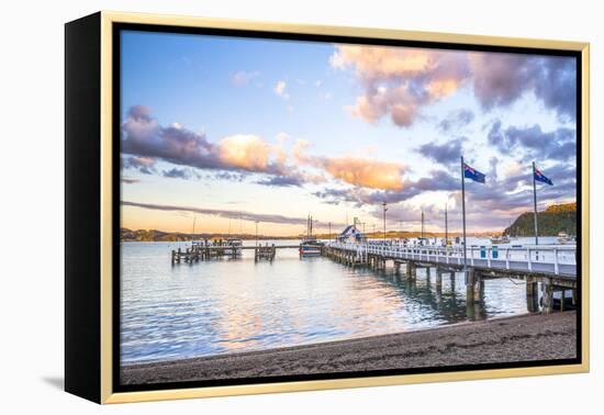 Russell Pier at Sunset, Bay of Islands, Northland Region, North Island, New Zealand, Pacific-Matthew Williams-Ellis-Framed Premier Image Canvas