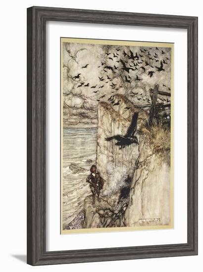 ..Russet-Pated Choughs, Many in Sort, Rising and Cawing at the Gun's Report-Arthur Rackham-Framed Giclee Print