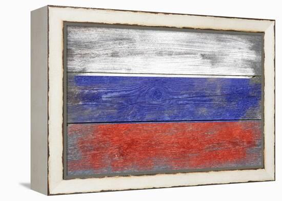 Russia Country Flag - Barnwood Painting-Lantern Press-Framed Stretched Canvas