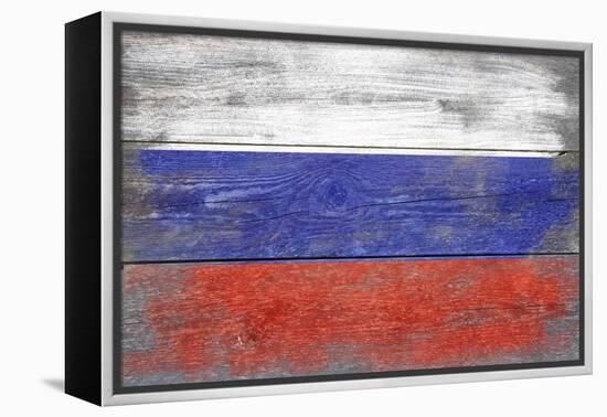 Russia Country Flag - Barnwood Painting-Lantern Press-Framed Stretched Canvas