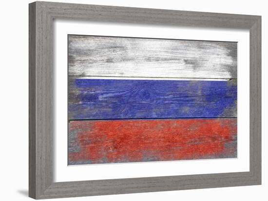 Russia Country Flag - Barnwood Painting-Lantern Press-Framed Art Print