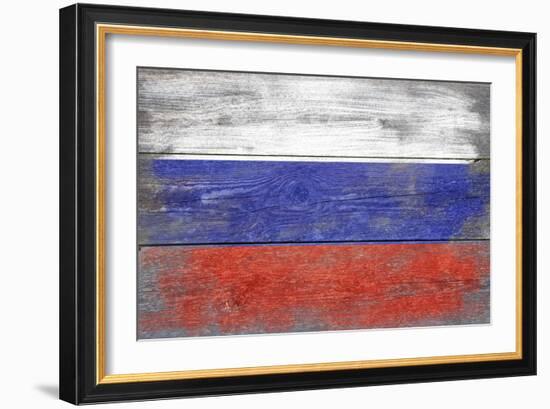 Russia Country Flag - Barnwood Painting-Lantern Press-Framed Art Print