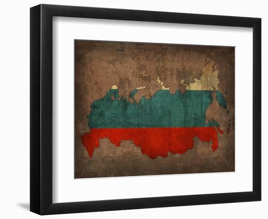 Russia Country Flag Map-Red Atlas Designs-Framed Giclee Print