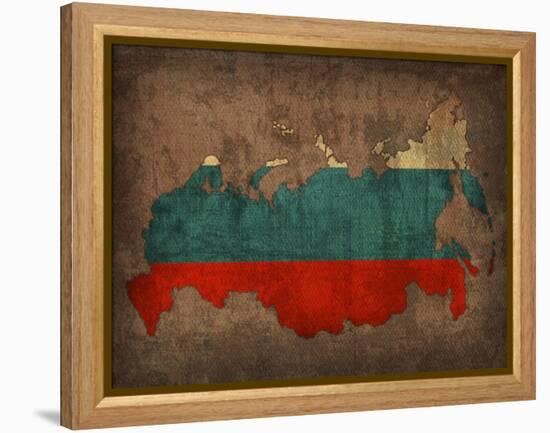 Russia Country Flag Map-Red Atlas Designs-Framed Premier Image Canvas